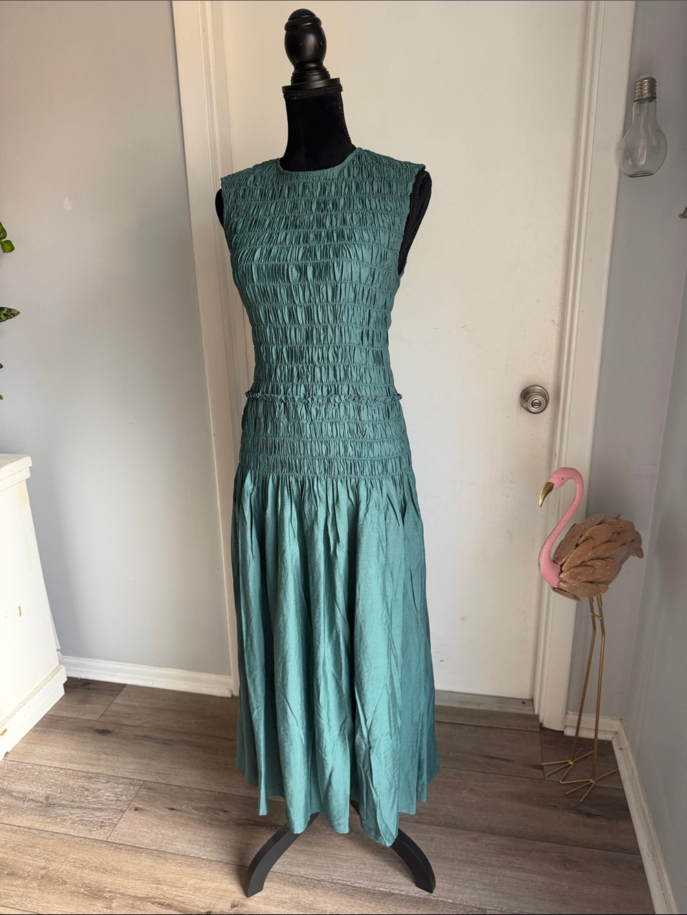 Banana Republic Teal Green Smocked Dress